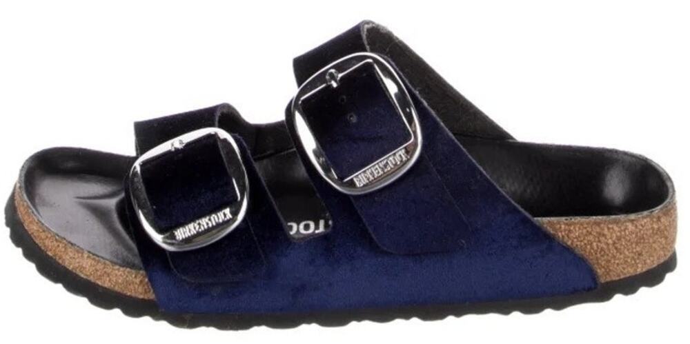 Birkenstock Arizona Big Buckle Midnight Velvet Sandals Slides Navy Blue 39 L8 M6